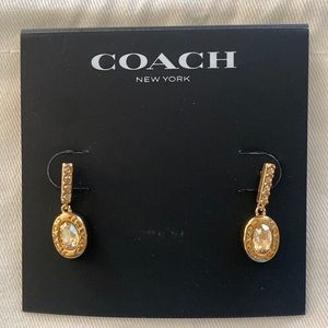 COACH Drop Crystal Earrings, Gold NWT